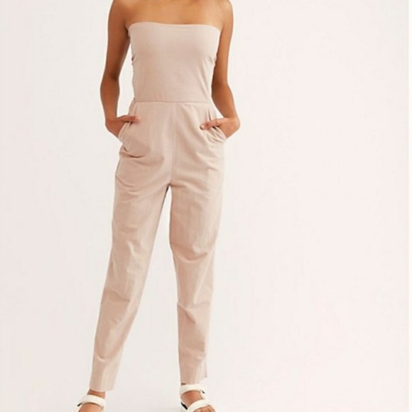 Free People Al Fresco Convertible Jumpsuit Pants Cotton Tie Strapless Small S - Picture 1 of 14